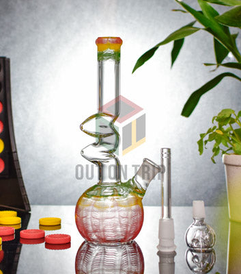 10 Inch Bulbous Glass Bong with Ice Catcher & Flared Mouthpiece