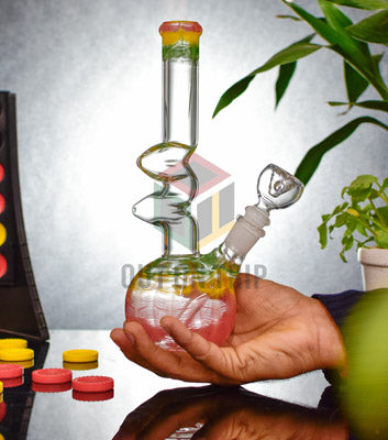 10 Inch Bulbous Glass Bong with Ice Catcher & Flared Mouthpiece