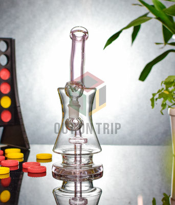 10 Inch Bent Neck  Assorted Colors Bong with Slit Percolator