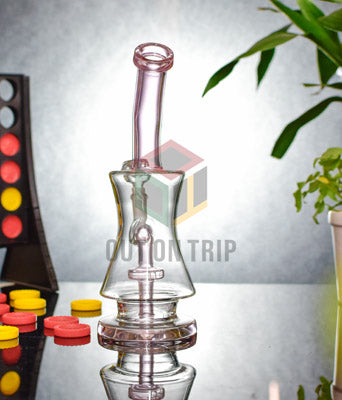 10 Inch Bent Neck Assorted Colors Bong with Slit Percolator