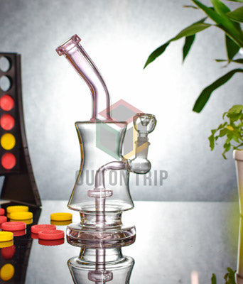 10 Inch Bent Neck  Assorted Colors Bong with Slit Percolator