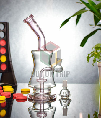 10 Inch Bent Neck  Assorted Colors Bong with Slit Percolator