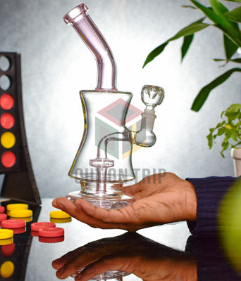 10 Inch Bent Neck Assorted Colors Bong with Slit Percolator