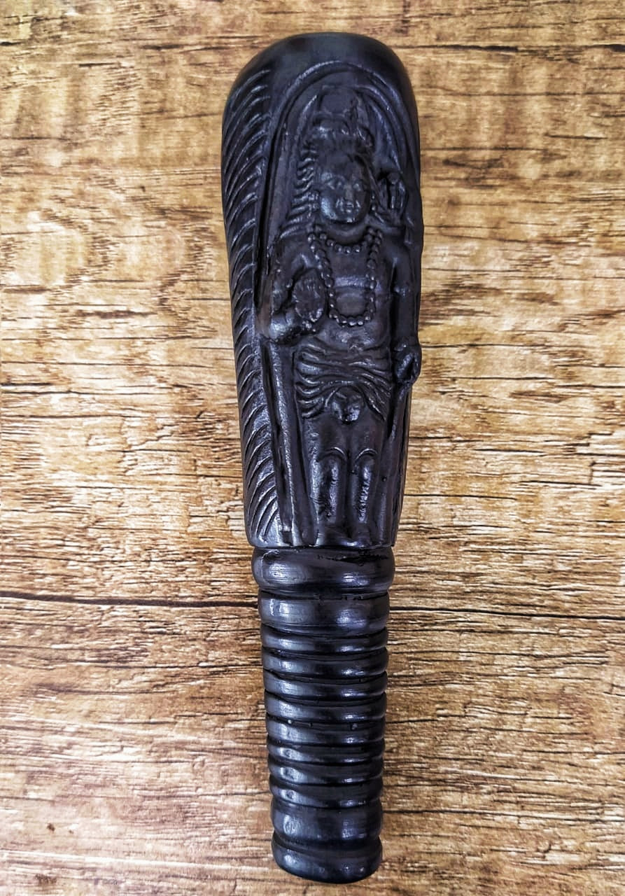 Handmade 6 Inch Shiva Design Clay Chillum