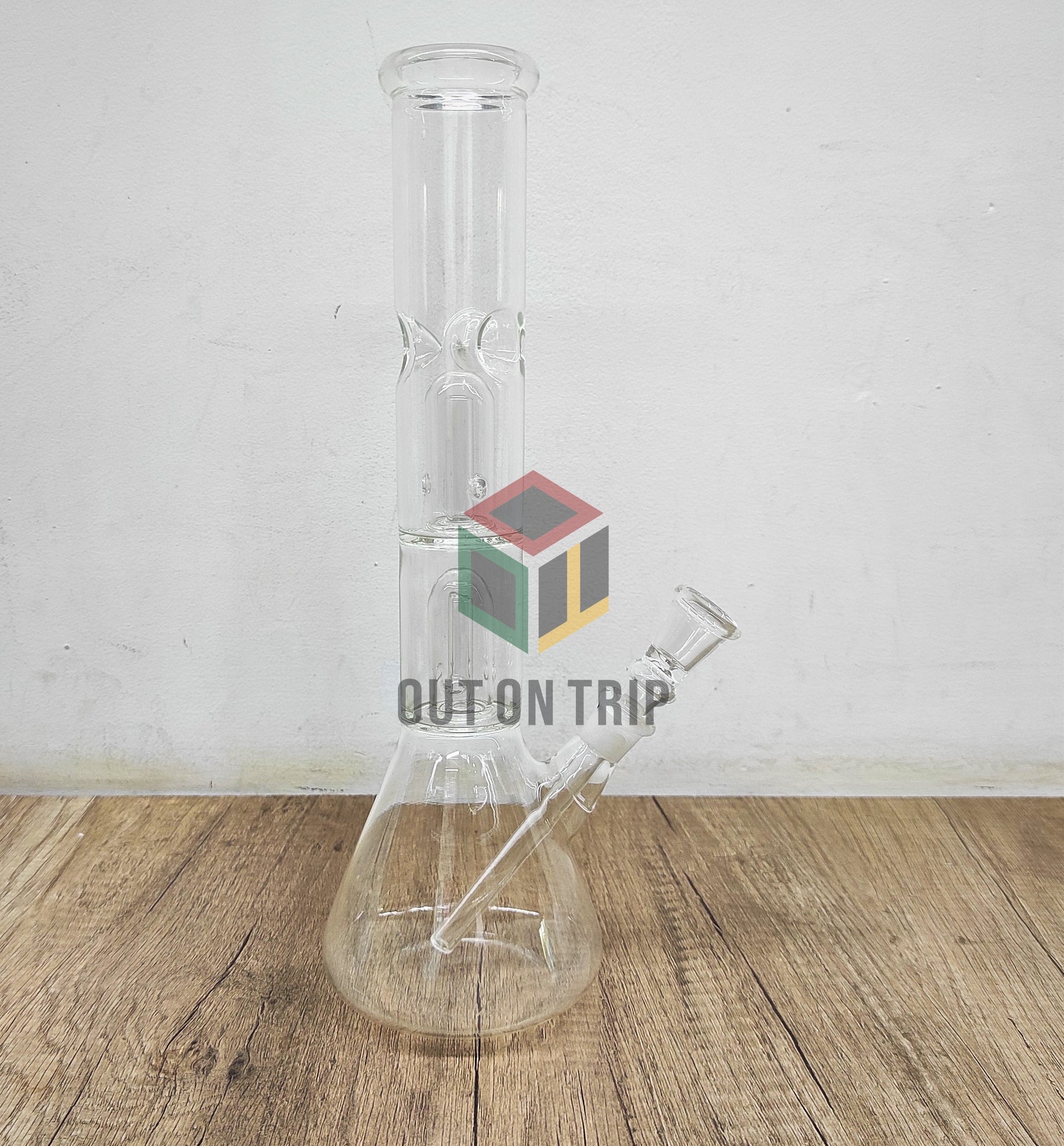 12 Inch Straight Tube Assorted Colors Conical Bong with Double UFO Percolator (Discontinued)