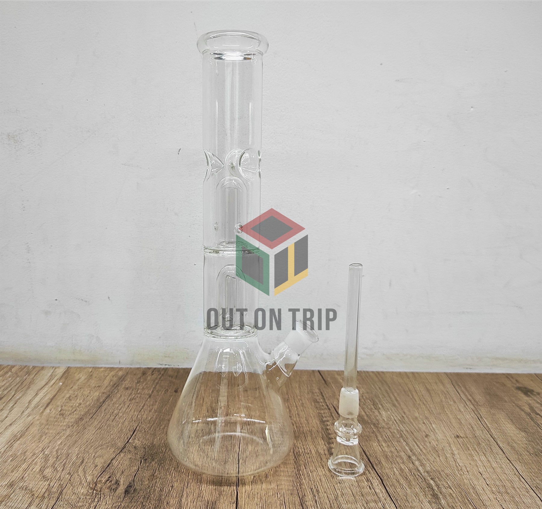 12 Inch Straight Tube Assorted Colors Conical Bong with Double UFO Percolator (Discontinued)