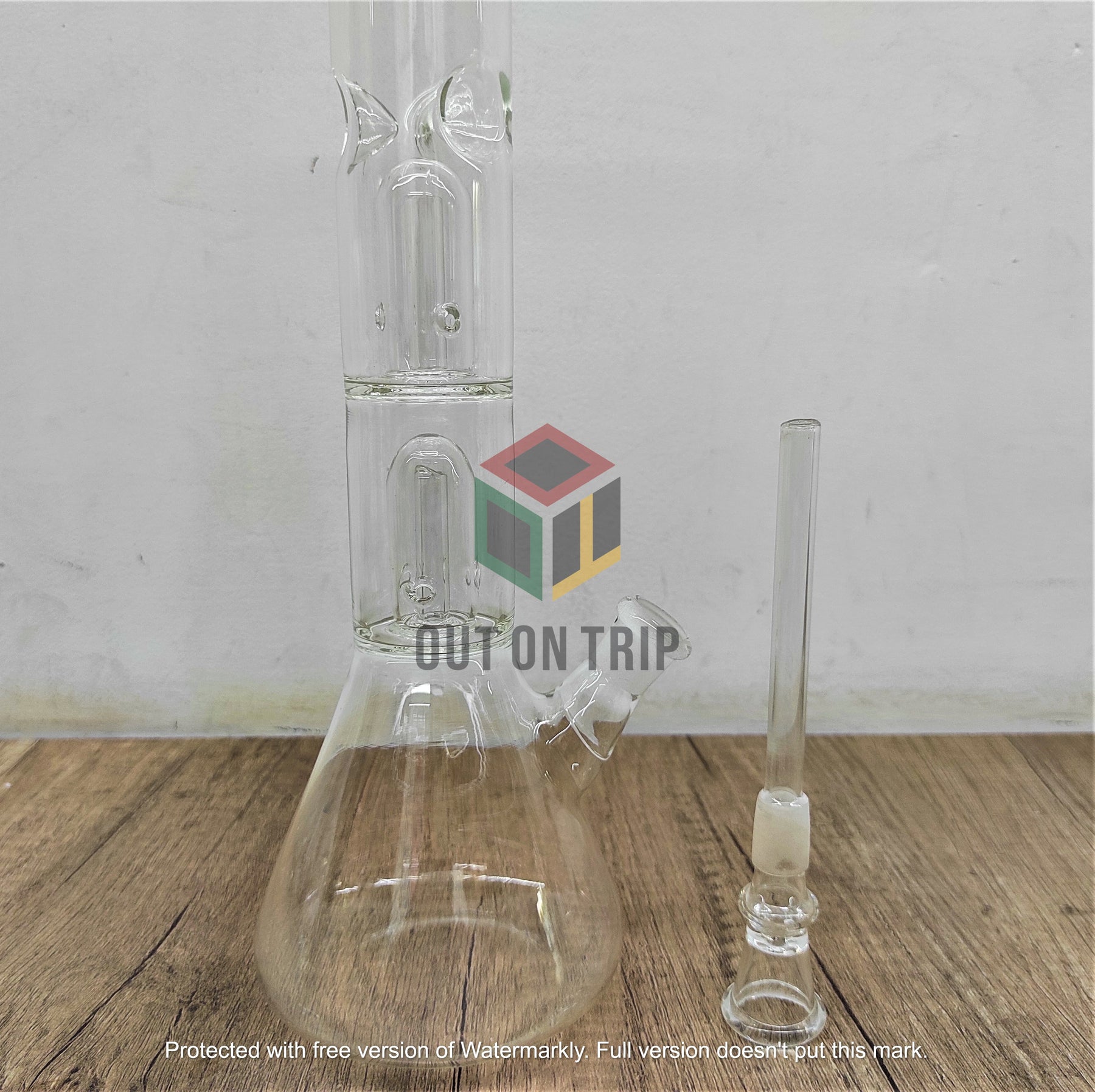 12 Inch Straight Tube Assorted Colors Conical Bong with Double UFO Percolator (Discontinued)