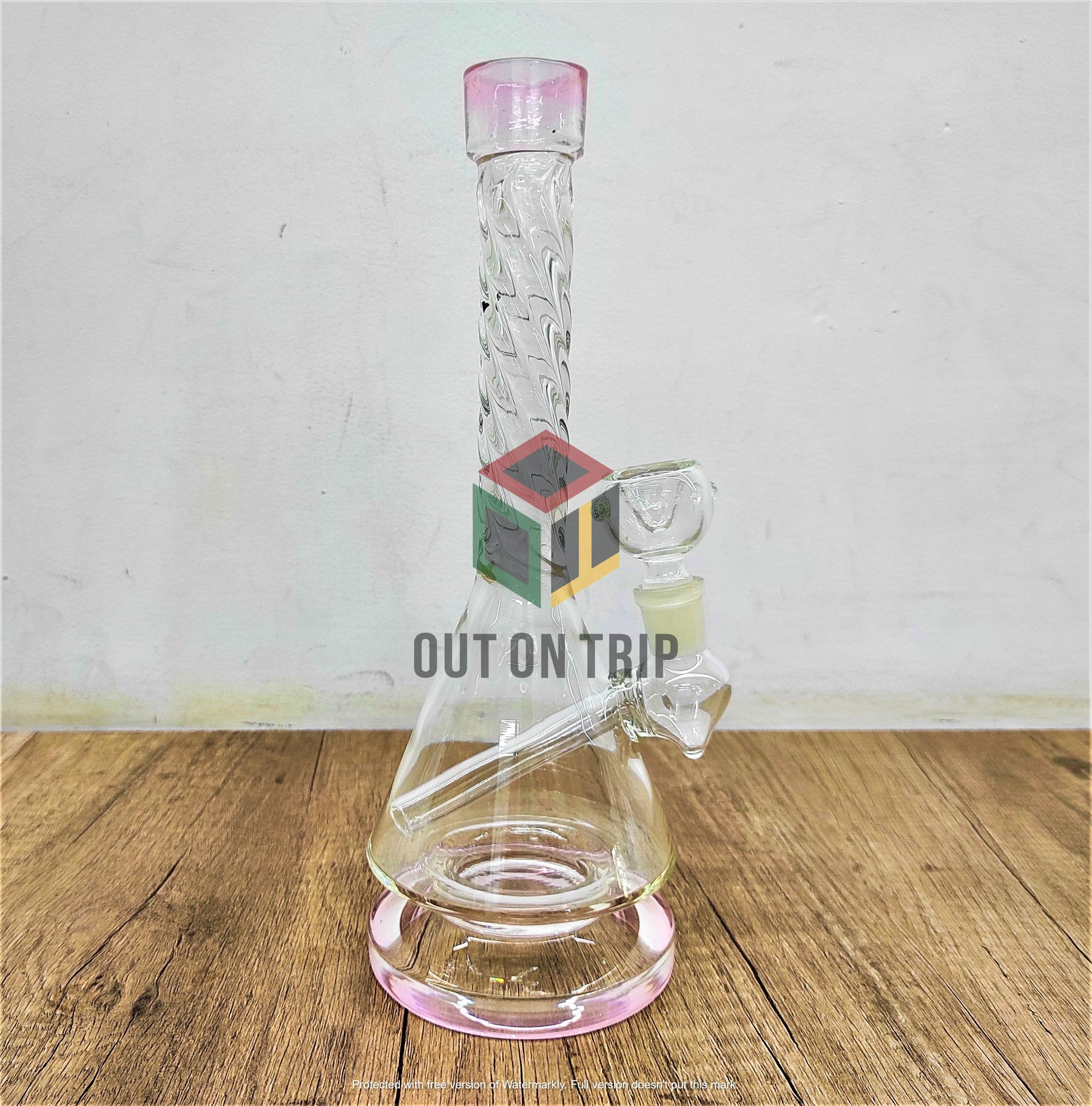 10 Inch Assorted Colors Bong with Spiral Neck