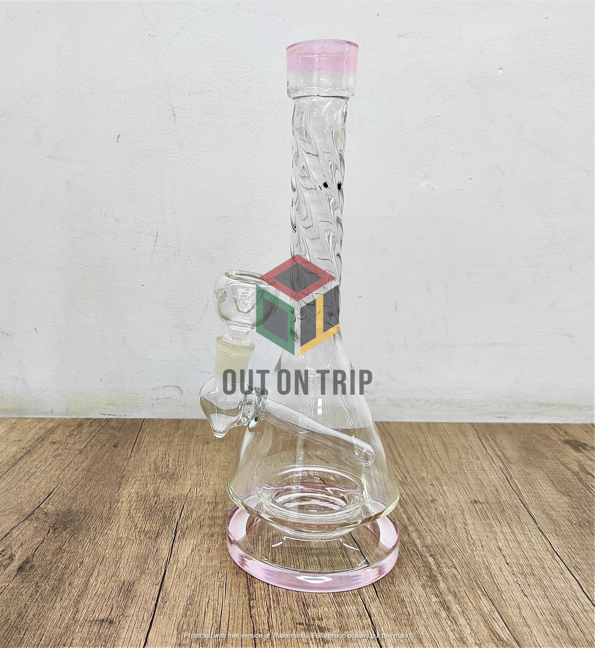 10 Inch  Assorted Colors Bong with Spiral Neck