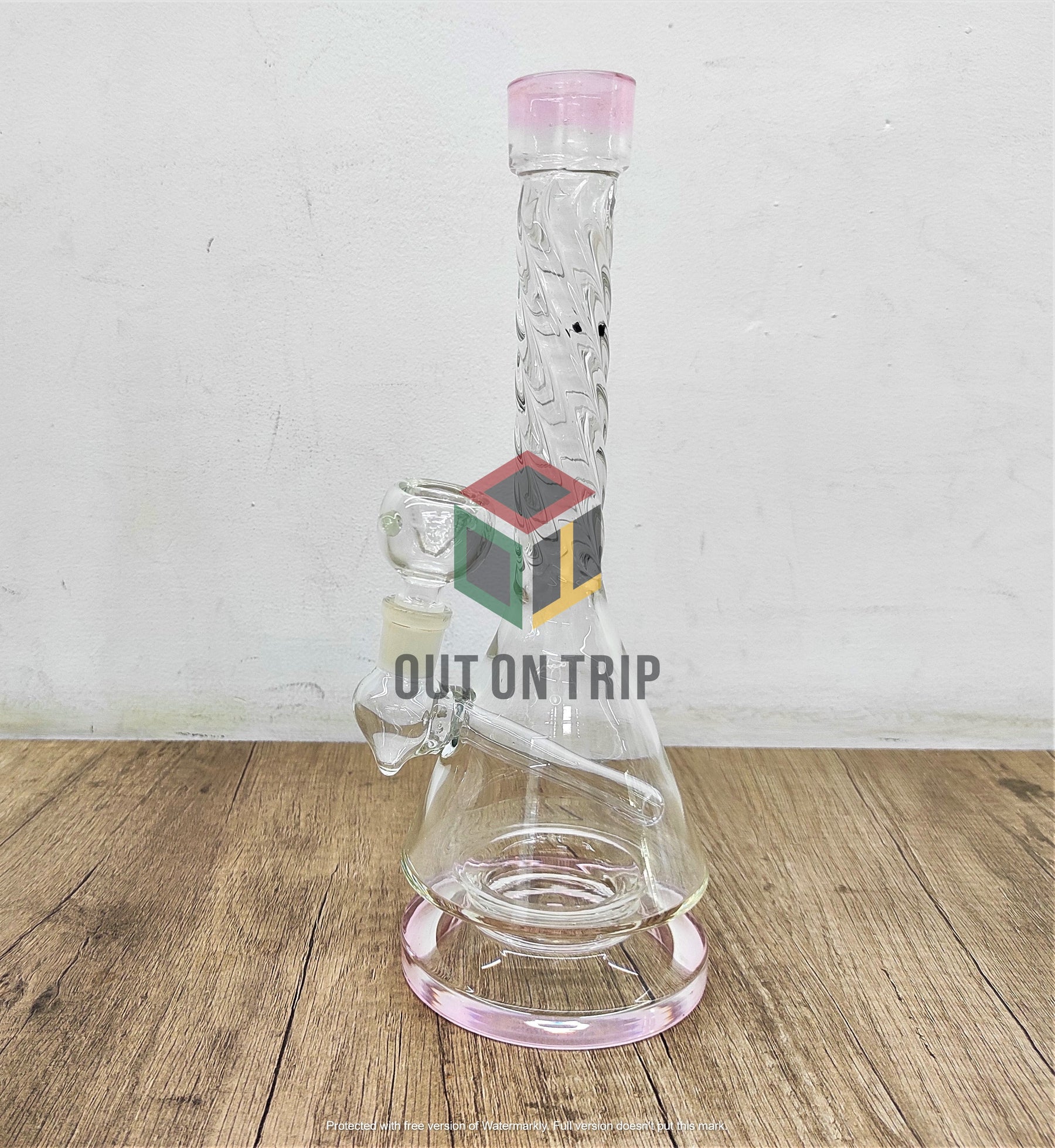 10 Inch Assorted Colors Bong with Spiral Neck