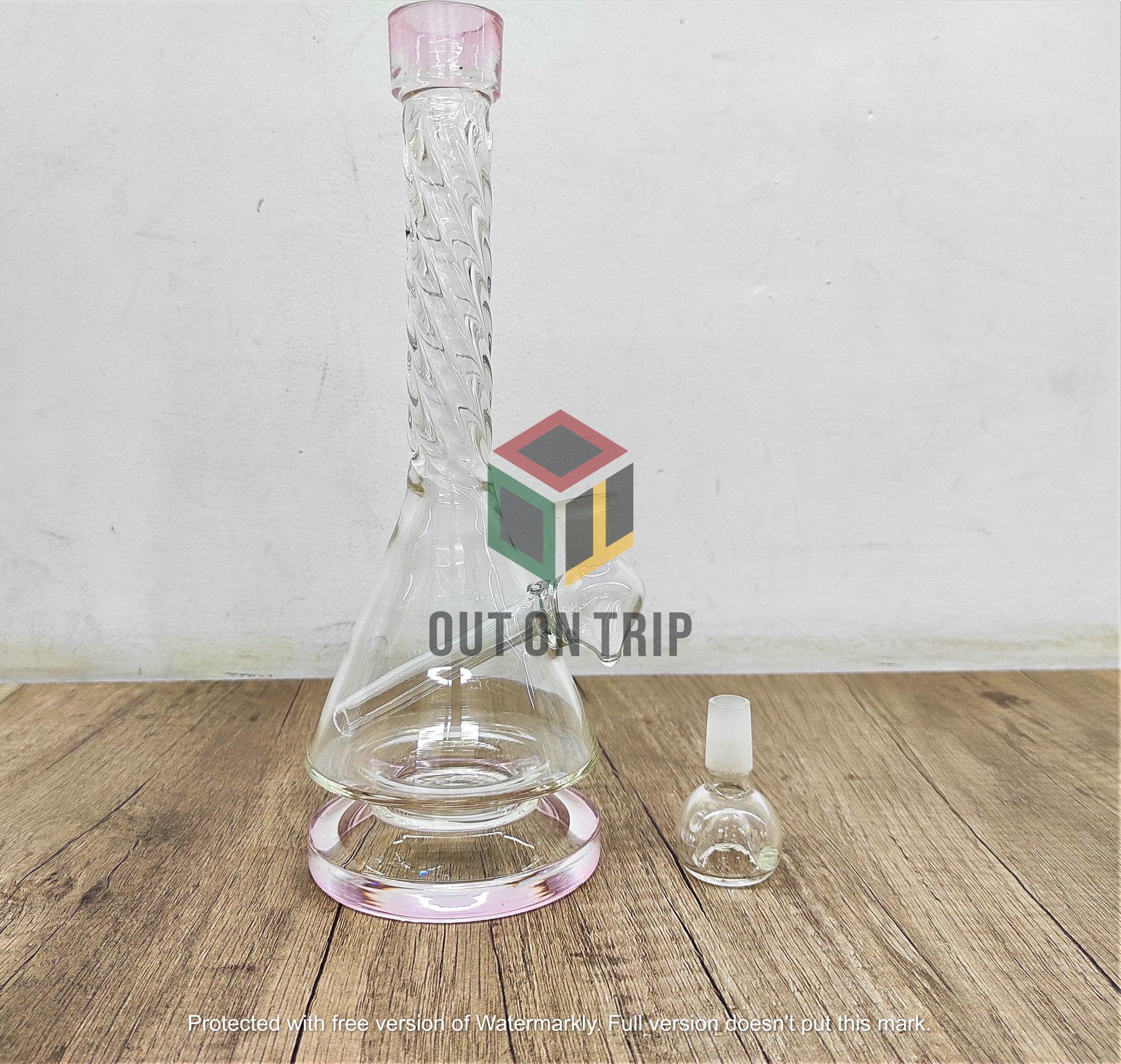 10 Inch Assorted Colors Bong with Spiral Neck