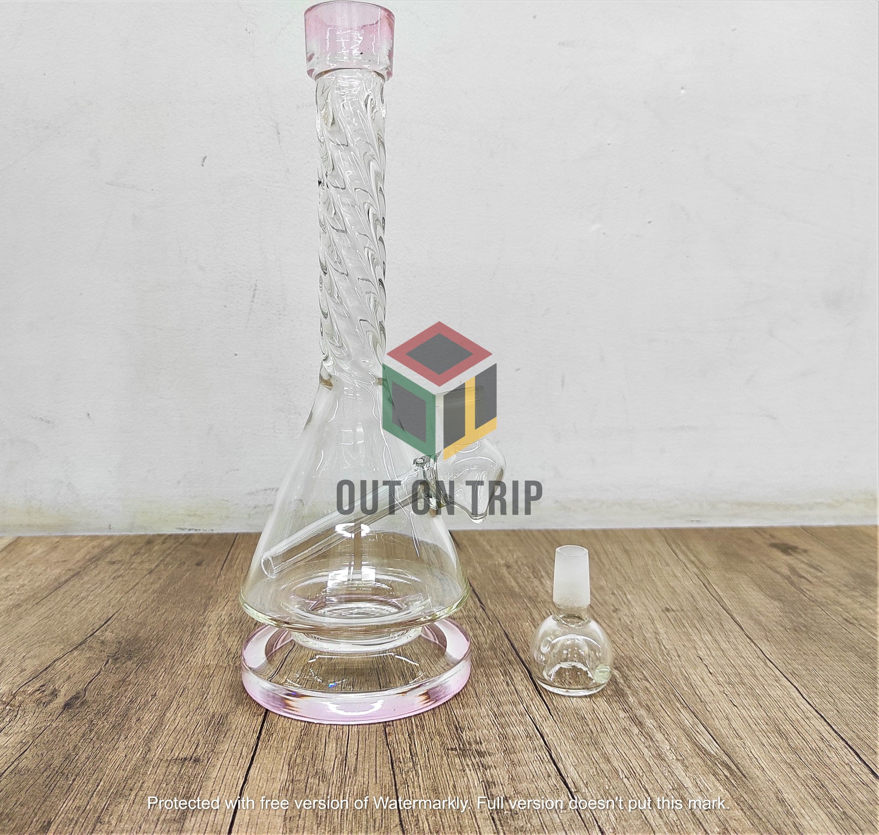 10 Inch  Assorted Colors Bong with Spiral Neck