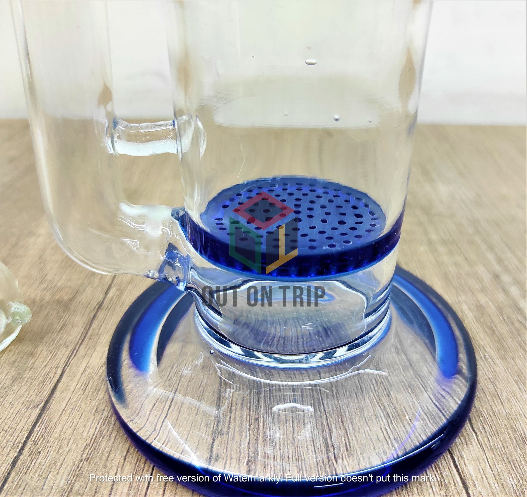 10 Inch Bent Neck Glass Assorted Colors Bong with Honeycomb Percolator (Discontinued)