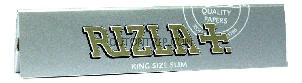 ORIGINAL RIZLA SILVER KING SIZE SLIM 32 LEAVES ROLLING PAPERS - Outontrip