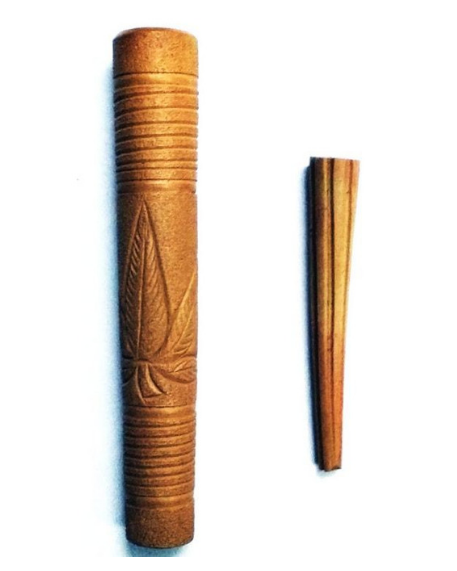 Handmade 6 Inch Brown Leaf Art Clay Chillum