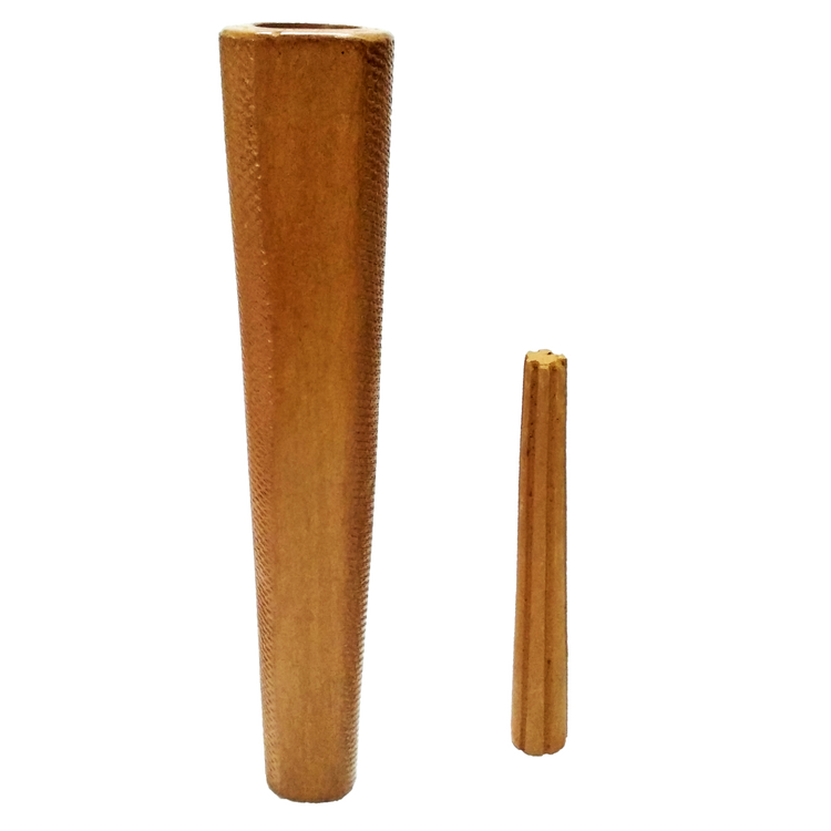 Handmade 6 Inch Brown Hexagon Design Clay Chillum