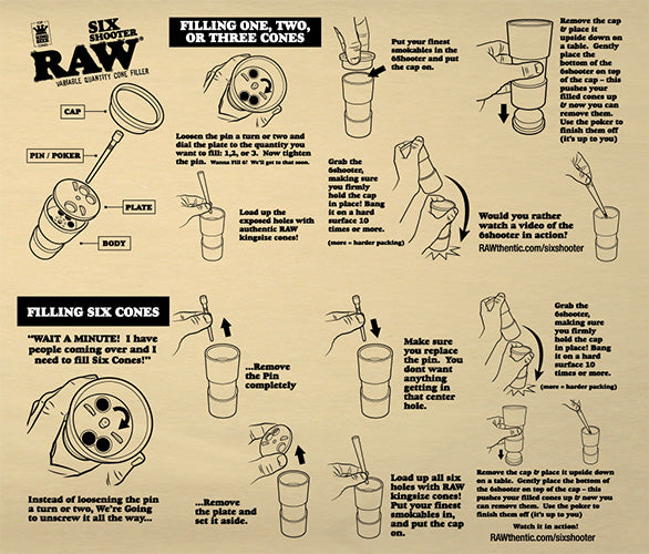 RAW Six Shooter - King Size Cone Filler