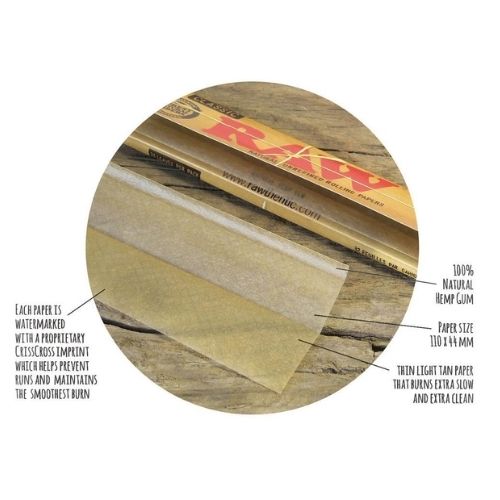 Combo of 2 Packs of Raw Classic Paper and a Raw Wide Tips with 40mm Metallic Crusher