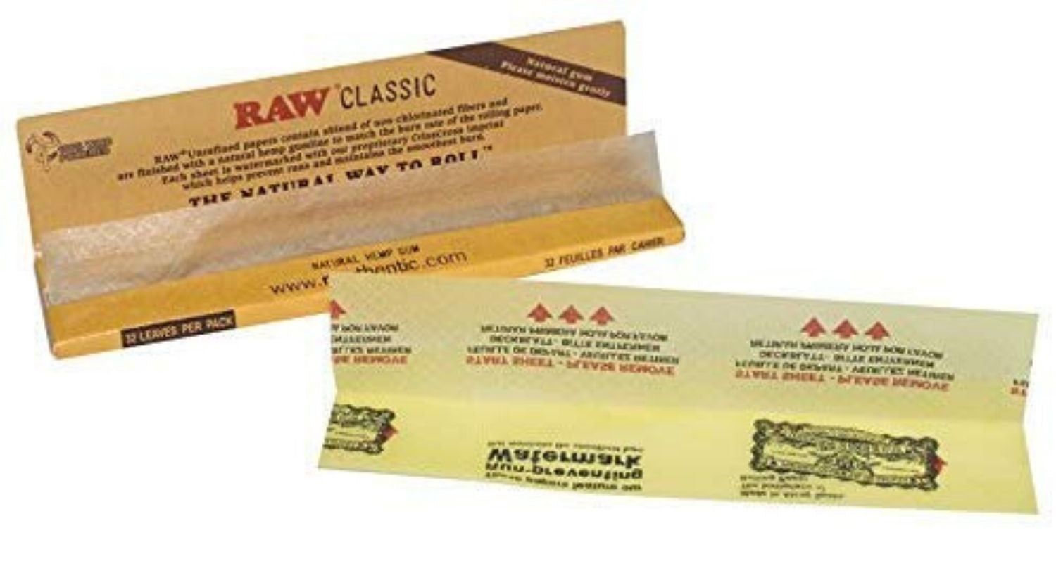 RAW Classic Rolling Paper with RAW Wide Perforated Tips - Set of 4