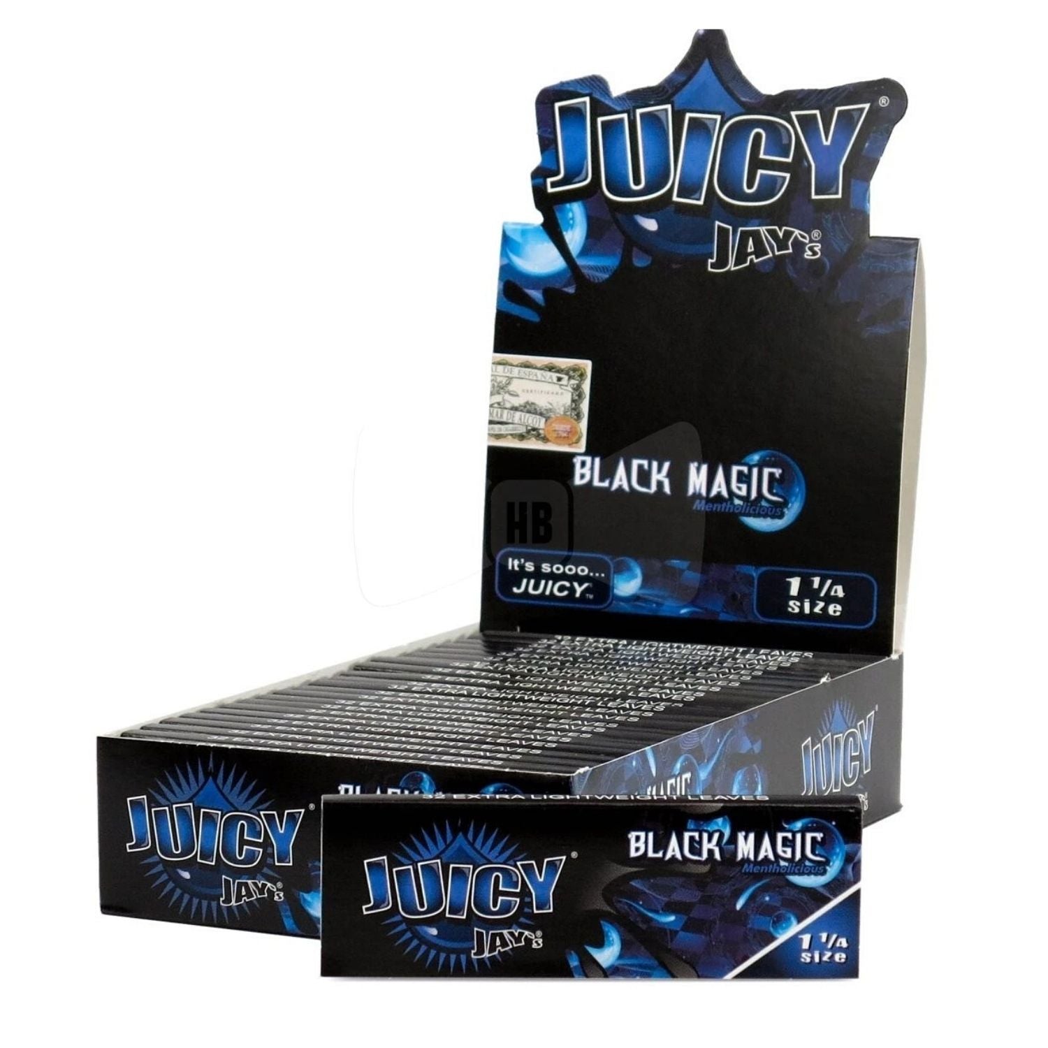 Juicy Jay Rolling Papers - Black Magic Flavor - 1 1/4 Size