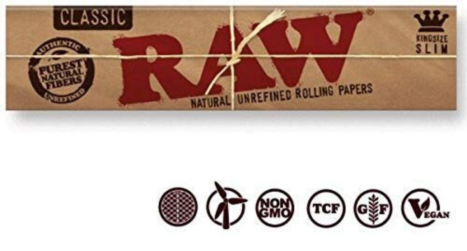 RAW Classic Rolling Paper with RAW Wide Perforated Tips - Set of 6