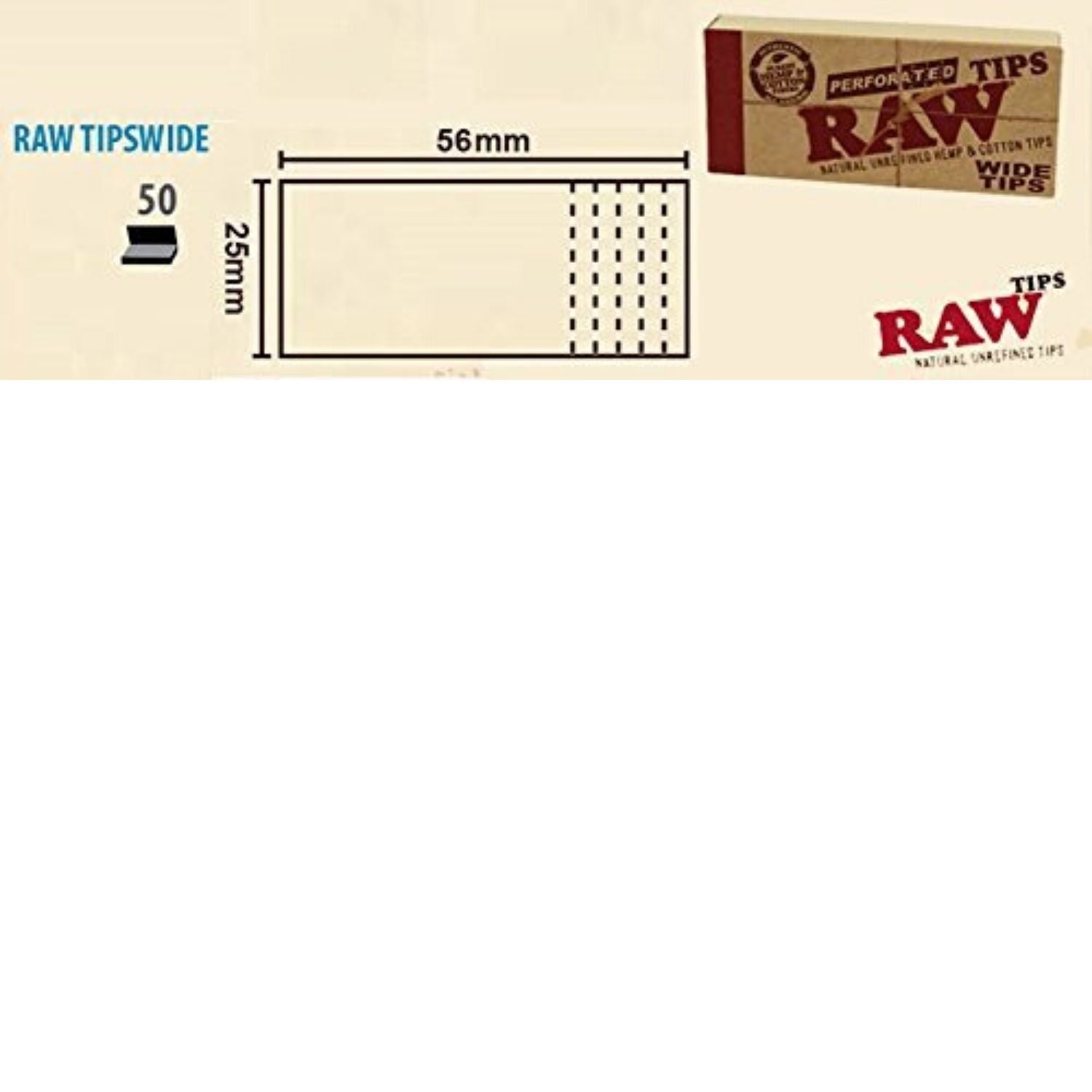 RAW Organic Rolling Paper with RAW Wide Perforated Tips - Set of 6