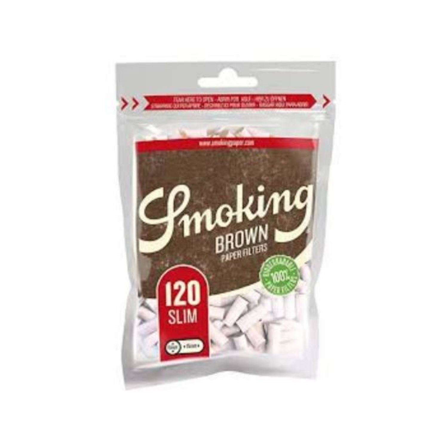 SMOKING Brown Slim Cotton Filter - 120 Tips