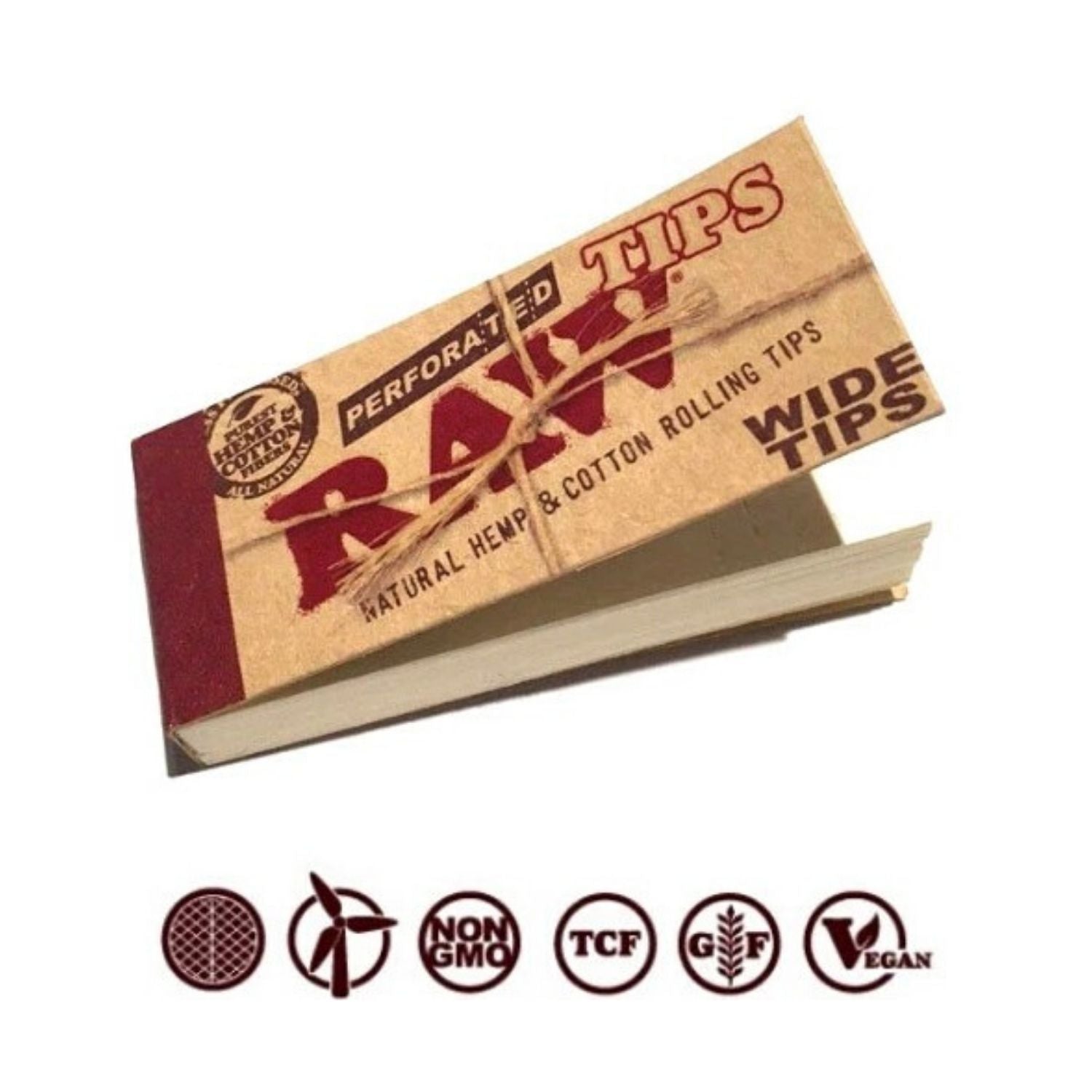 RAW Organic Rolling Paper with RAW Wide Perforated Tips - Set of 5