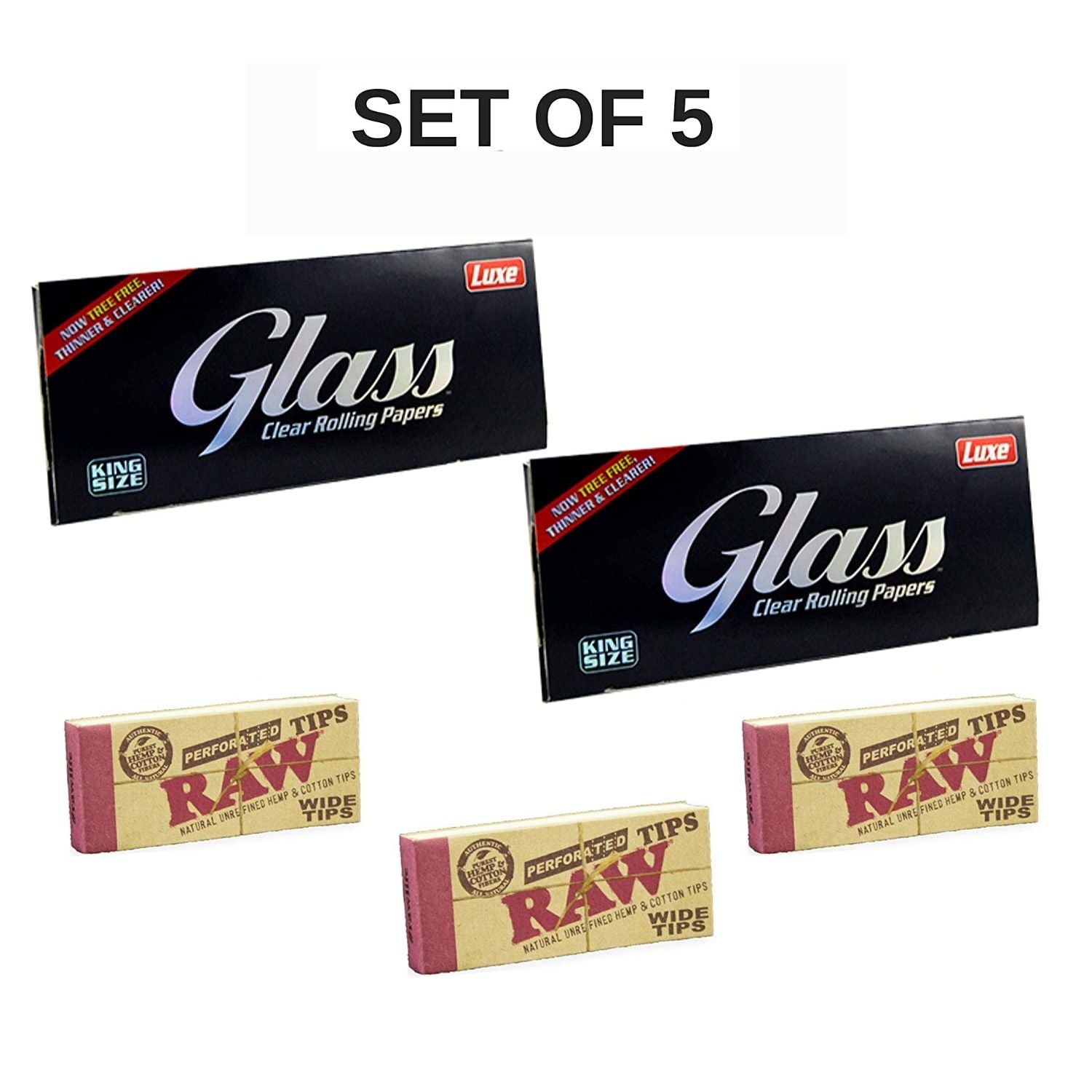 Buy Luxe Glass Transparent Rolling Paper RAW Wide Tips Set