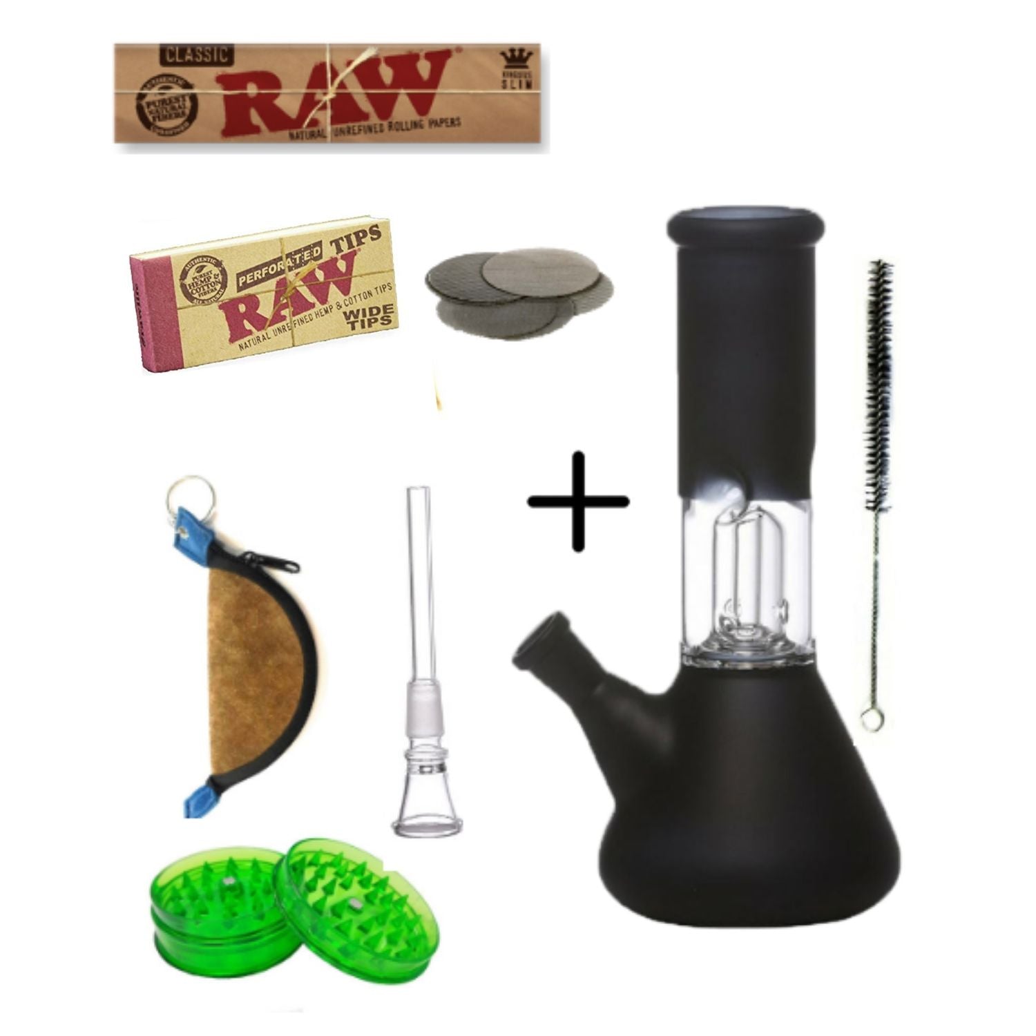 OutonTrip Black 8 inch ice Bong ( Includes 6 crispy Smoking accessories)