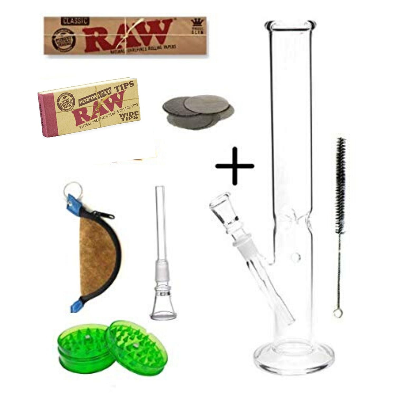 OutonTrip 12 Inch Straight Tube Bong Combo (Includes 6 Premium smoking Accessories)