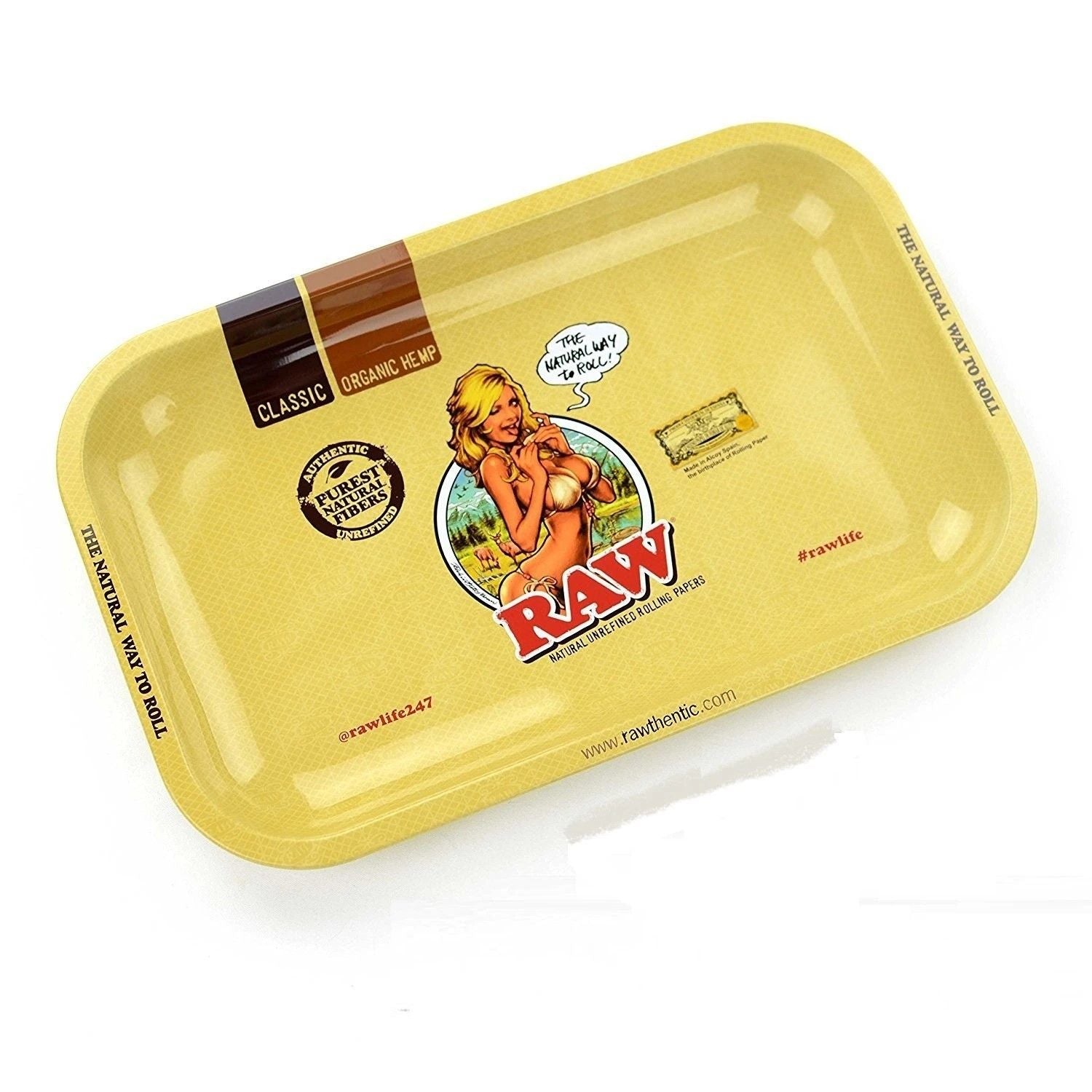 RAW Girl Metal Rolling Tray with Magnetic Tray Cover - Small