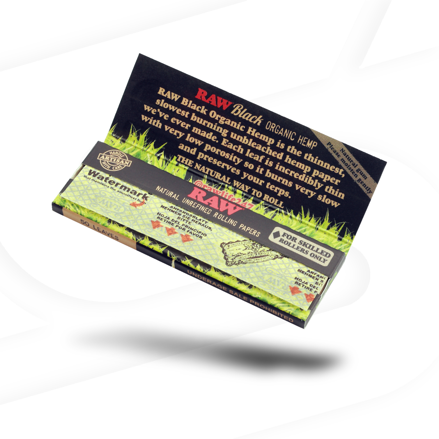 RAW BLACK ORGANIC Rolling Paper 1 1/4 - 50 Leaves