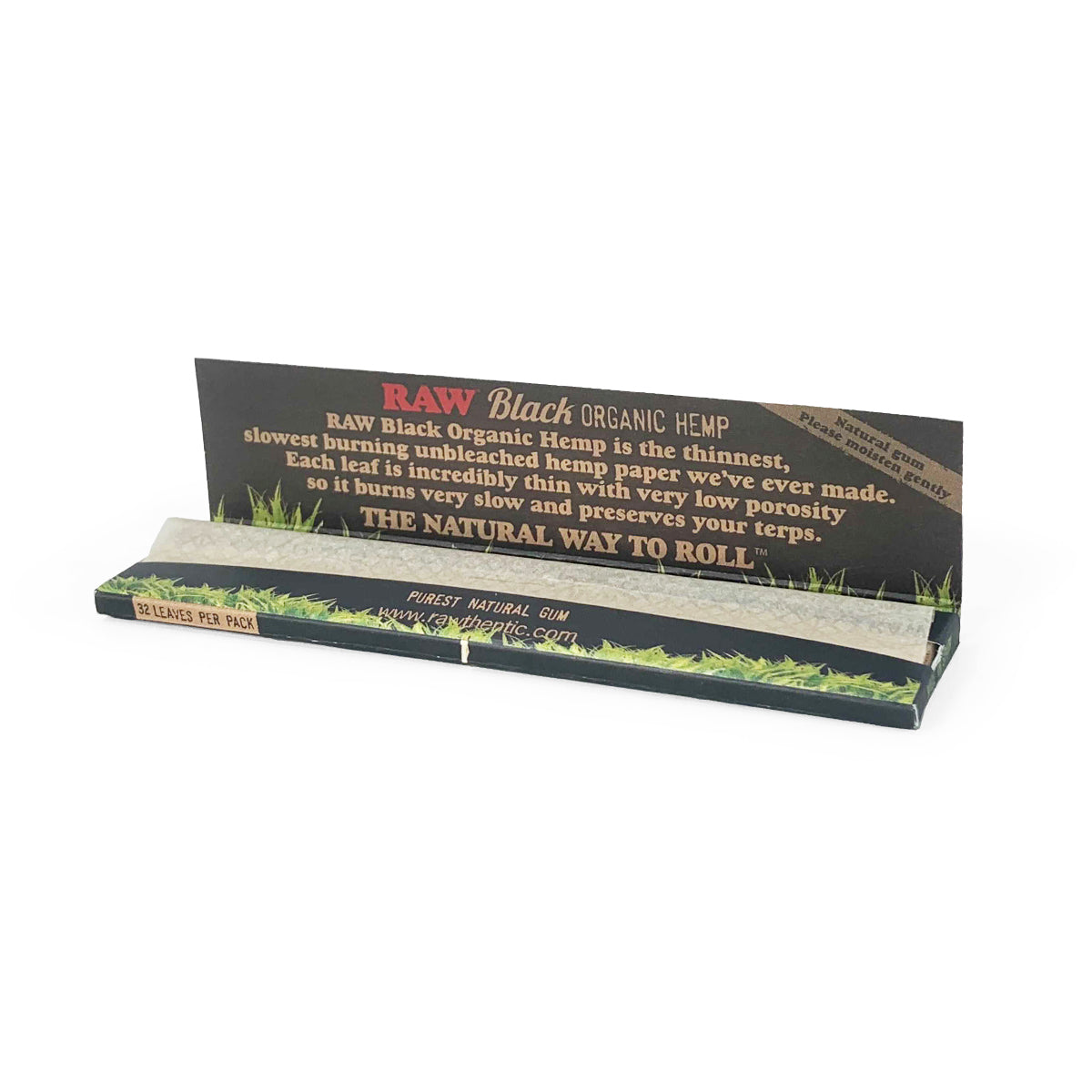 Raw Black Organic Rolling Paper King Size Slim - Unbleached, Natural, and Chemical-Free