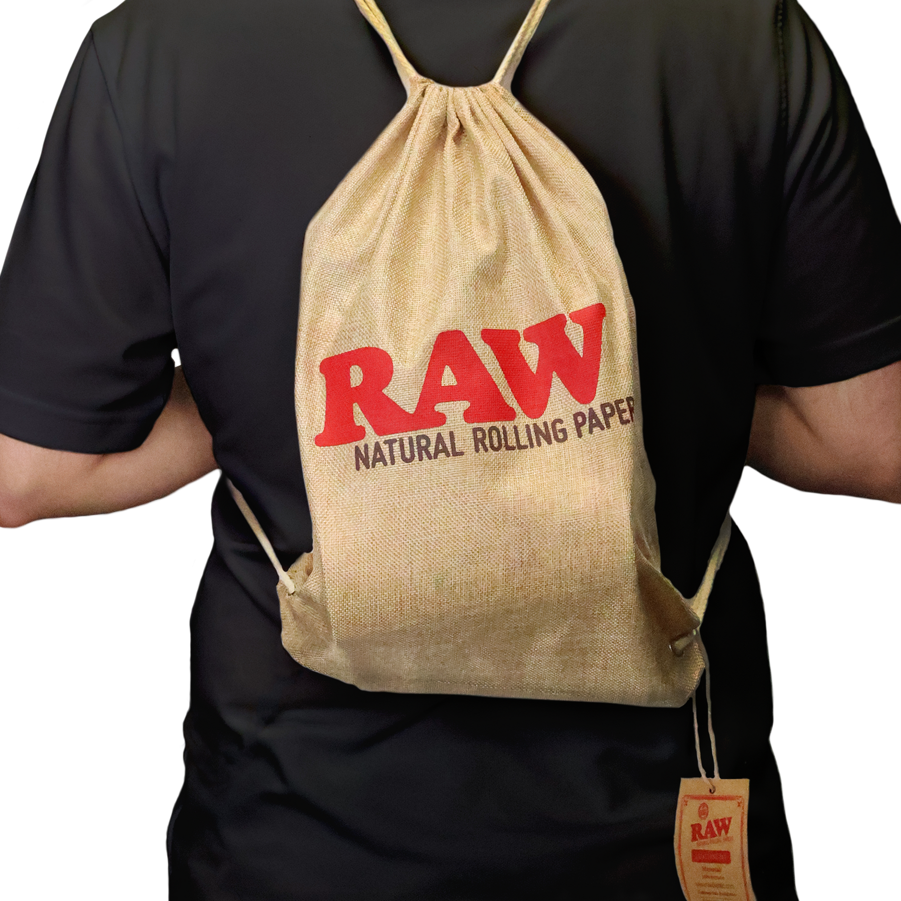 RAW DRAWSTRING BAG TAN