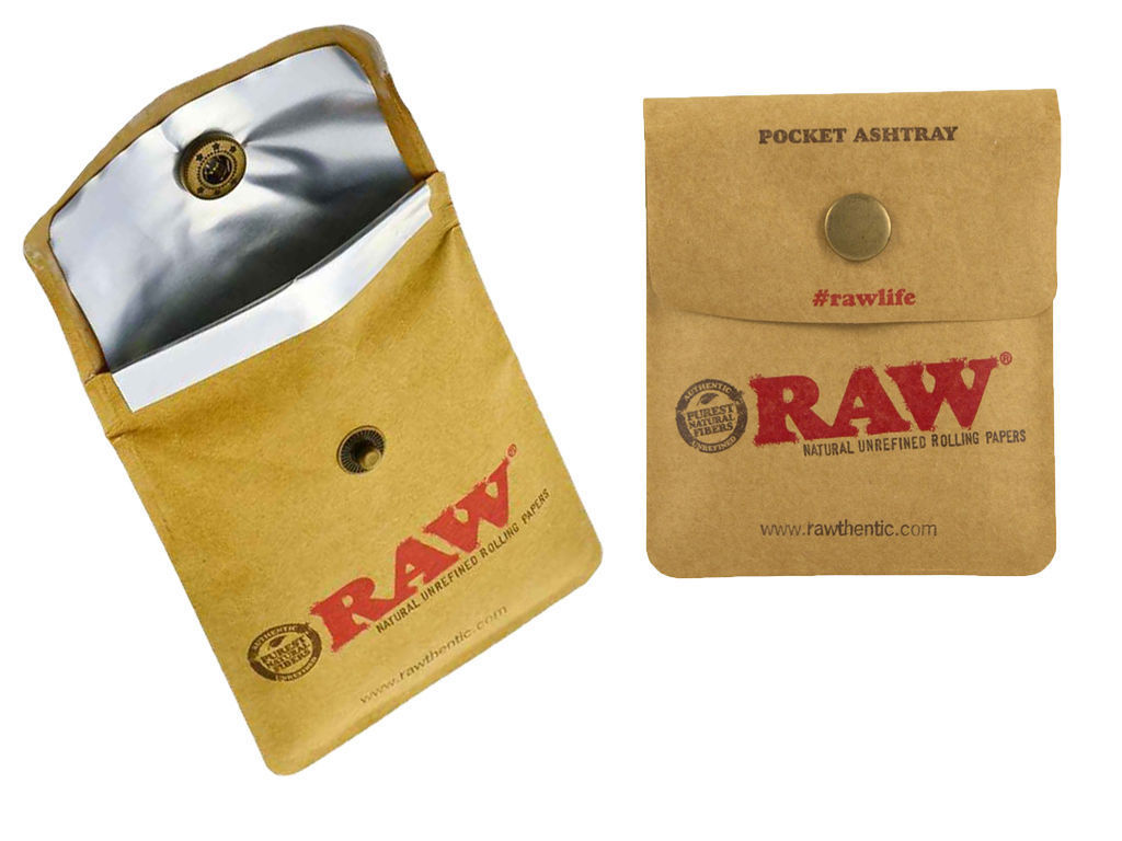 RAW Pocket Ashtray Tobacco Pouch Snap button close - Outontrip