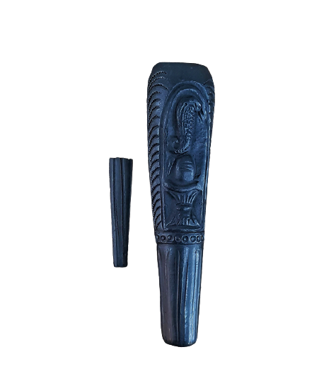 Handmade 6 Inch Shiva Design Clay Chillum