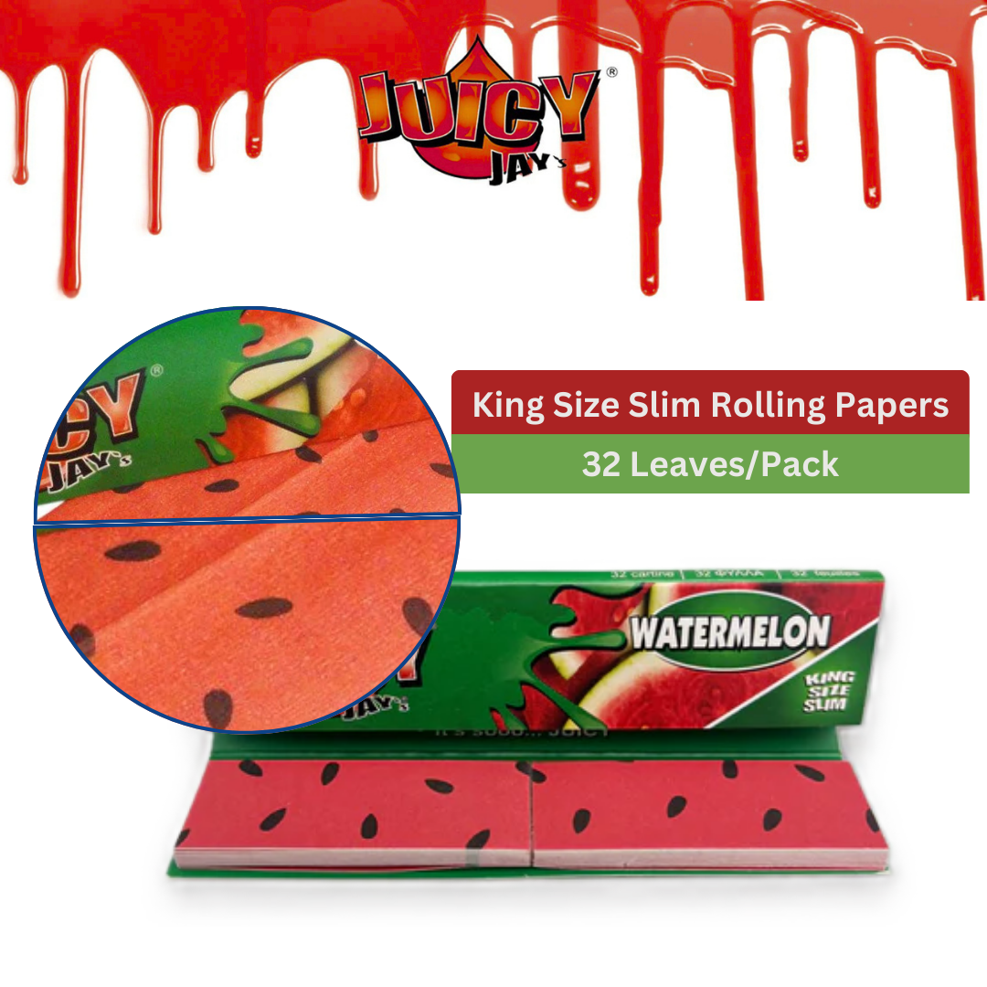 Juicy Jay’s Connoisseur King Size Rolling Papers & Tips- WATERMELON