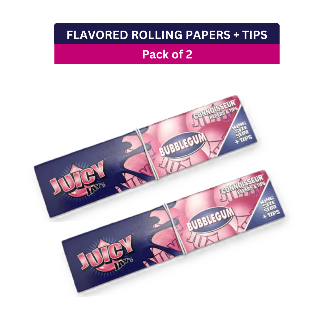 Juicy Jay’s Connoisseur King Size Rolling Papers & Tips- BUBBLE GUM