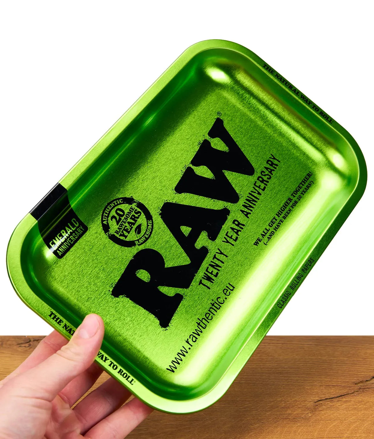 RAW EMERALD GREEN METAL ROLLING TRAY 20TH - Small