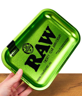 RAW EMERALD GREEN METAL ROLLING TRAY 20TH - Small