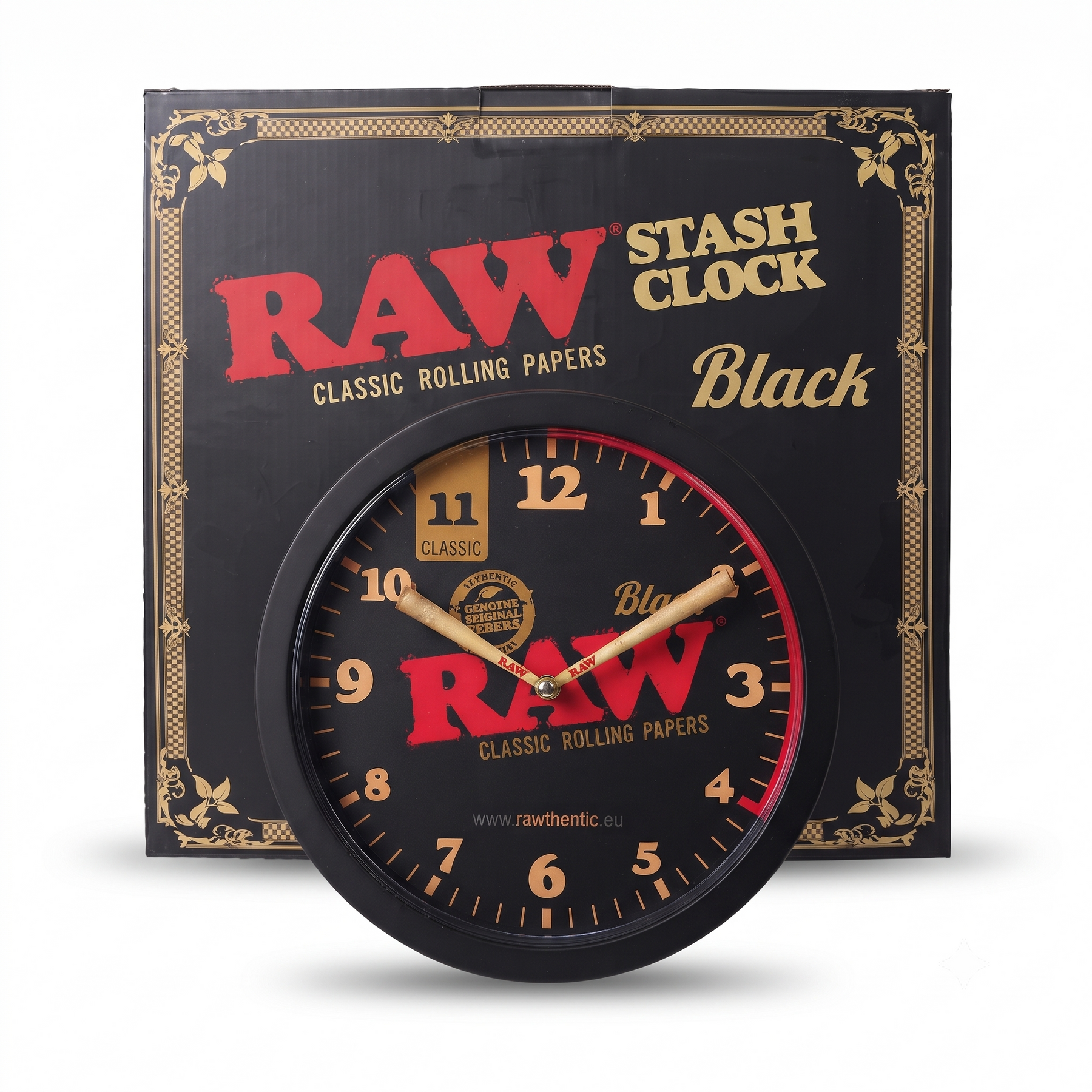 OutonTrip RAW Black Stash Clock | 2-in-1 Wall Clock with Hidden Storage Compartment | Decorative Round Clock with Concealed Organizer | RAW Classic Design