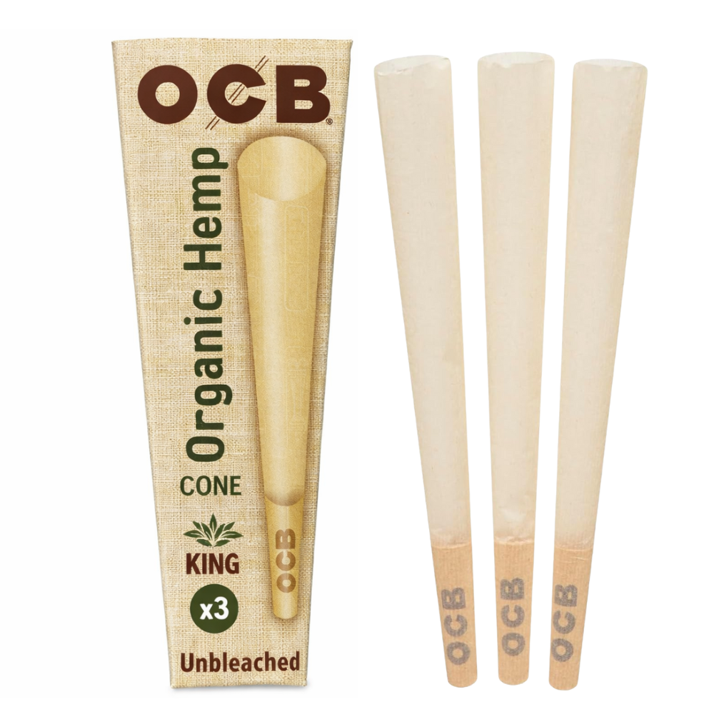 OCB Organic Hemp King Size Pre-Rolled Cones – 1 Pack (3 Pieces), Unbleached