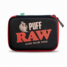 OutonTrip PUFF x RAW Classic Case Red & Black | Portable Hard Shell Storage Organizer with Carry Handle | Multi-Compartment Zipper Case with Adjustable Dividers, Mesh Pocket & Internal Organizer