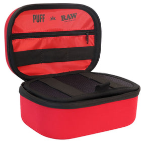 OutonTrip PUFF x RAW Pro Storage Organizer Case – Compact Protective Zipper Carrying Case with Elastic Holders & Organized Interior for Everyday Essentials, Black & Red