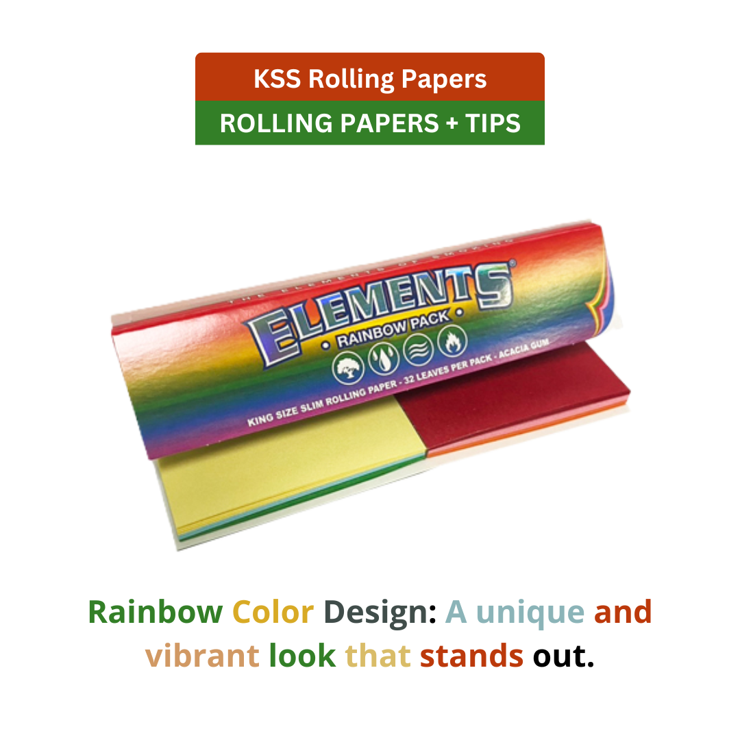 ELEMENTS RAINBOW CONNOISSEUR - KS SLIM + TIPS - 32 LEAVES