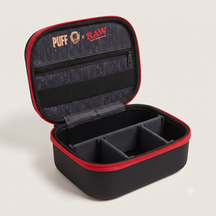 OutonTrip PUFF x RAW Pro Storage Organizer Case – Compact Protective Zipper Carrying Case with Elastic Holders & Organized Interior for Everyday Essentials, Black & Red