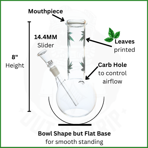 Glass Bong with Assorted Color Leaf Prints