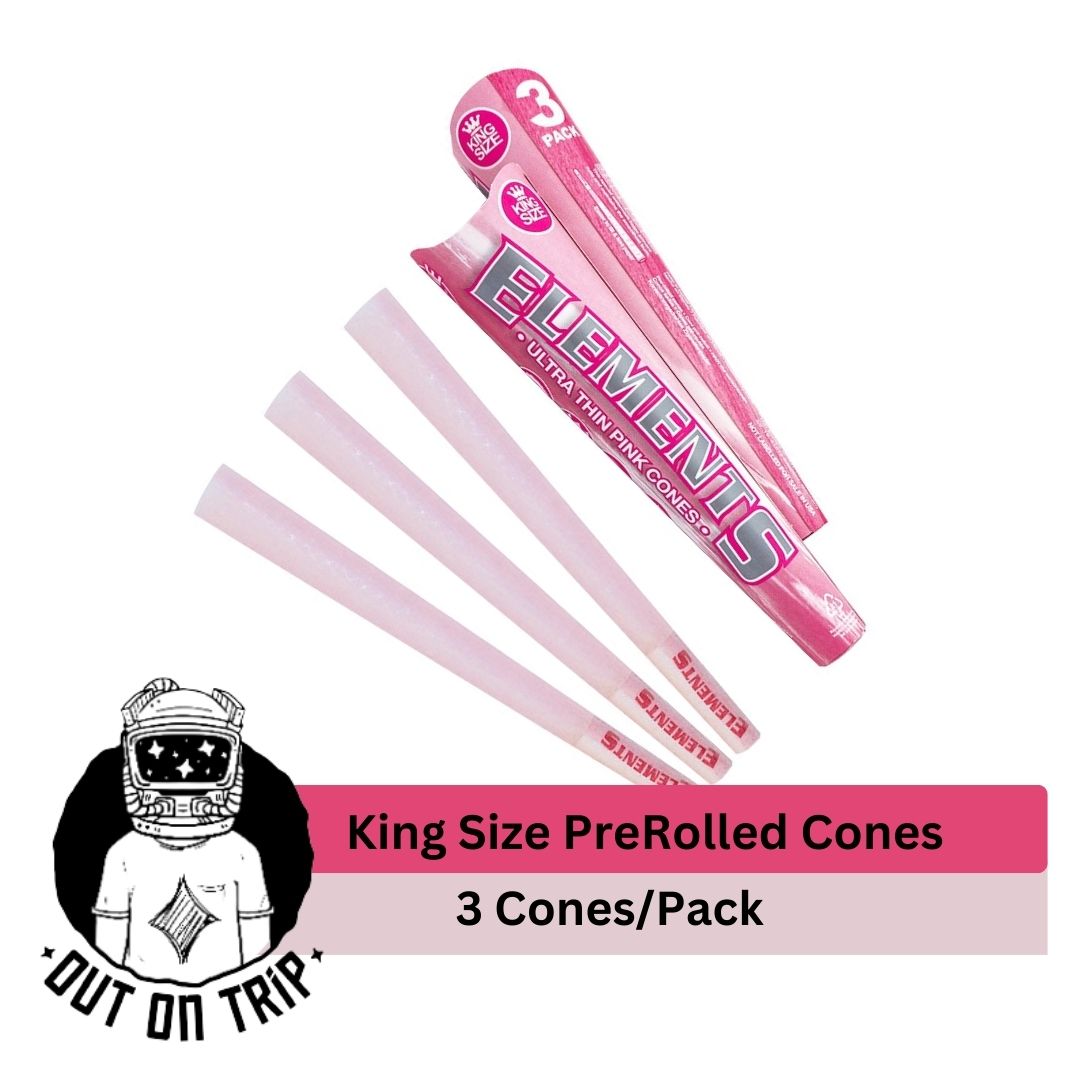 Elements Pink Prerolled Cones King Size -  3 Cones