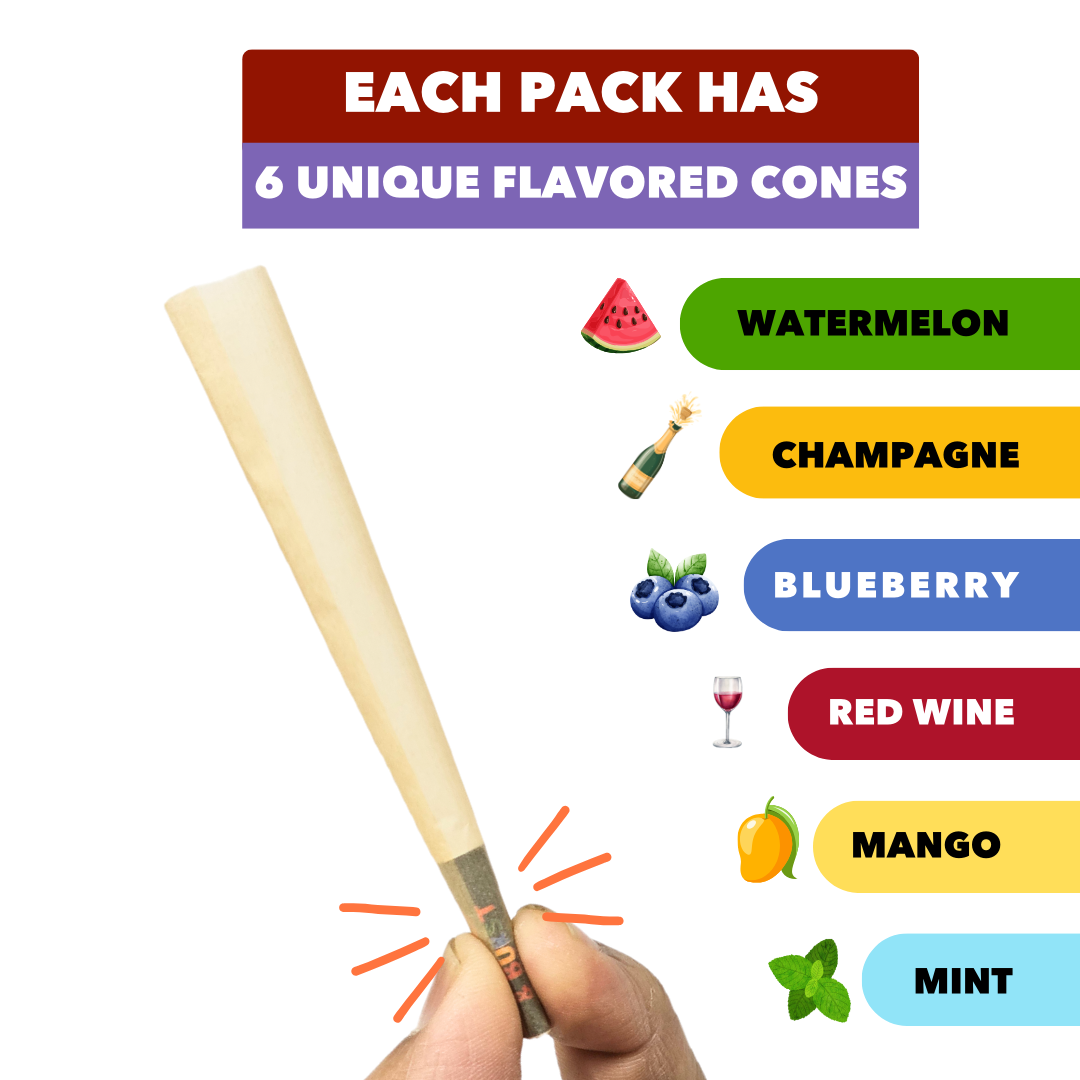 SESH Pop & Burst Flavoured Pre-Rolled Cones – Pack of 6 | 6 Unique Flavours | Easy Fill Design